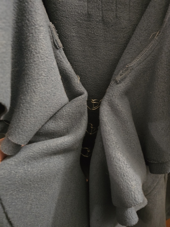 Women's Slate Blue Ruffle Front Jacket - Picture 5 of 10